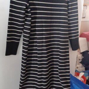 Zara Medium Blue and White Striped Sweater Dress